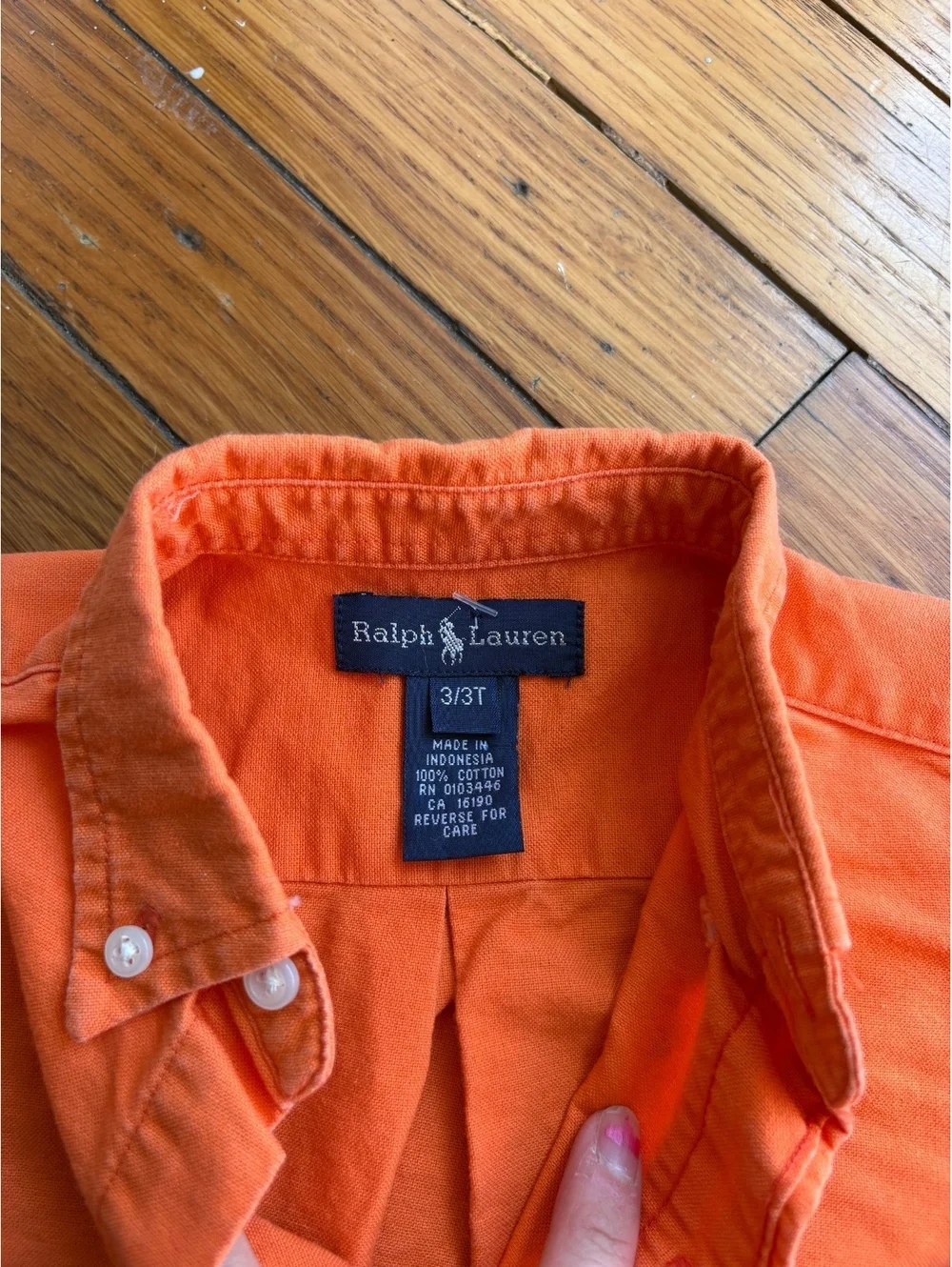 3T Orange Polo Ralph Lauren Button Down Long Sleeve